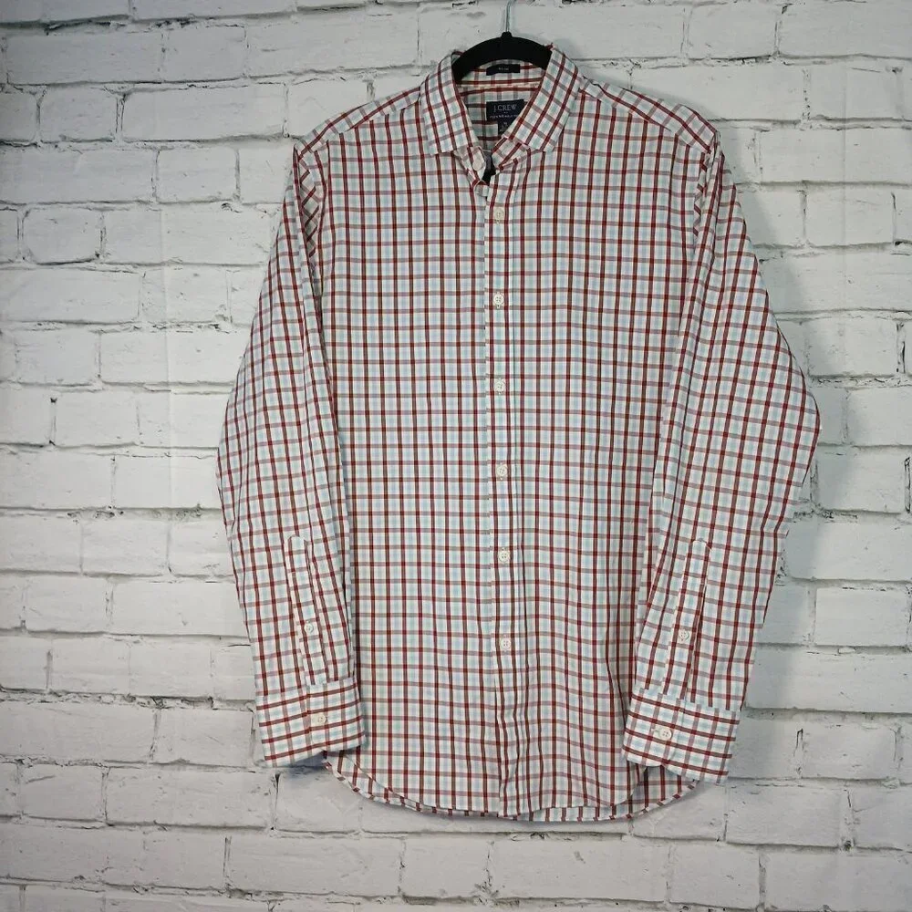 J. CREW FLEX FIT WRINKLE FREE LONG SLEEVE BUTTON DOWN MENS PLAID SHIRT MEDIUM